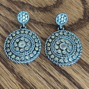 Circular Silver and Gold Post Dangly earrings